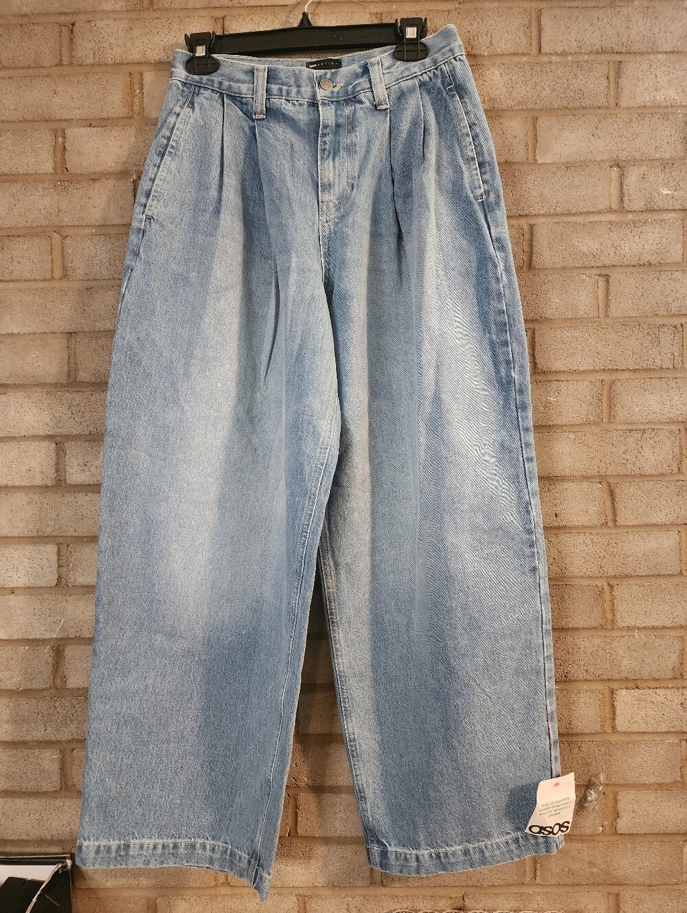 ASOS Light Blue Wide-Leg Pleated Jeans